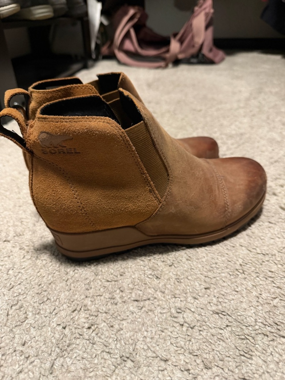 Sorel Chestnut Brown Suede Chelsea Ankle Boots